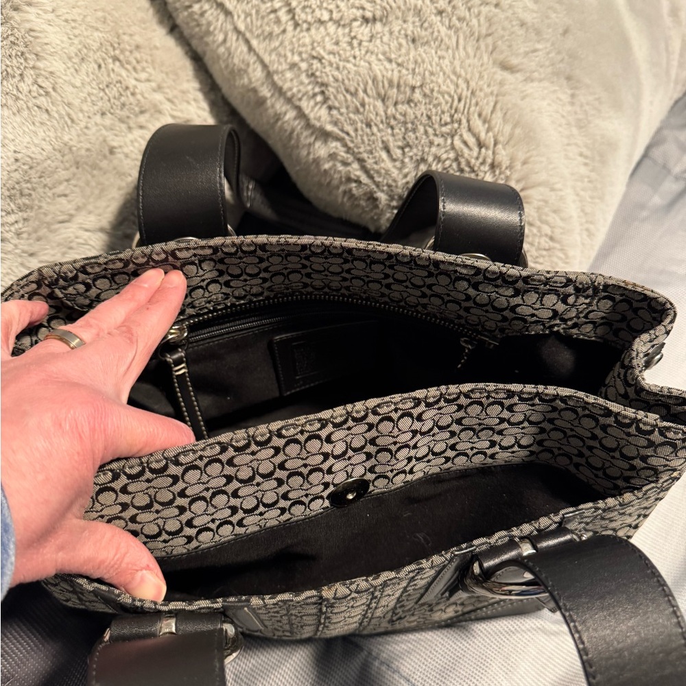 Coach Black and Gray Signature Jacquard Tote - Picture 3 of 10